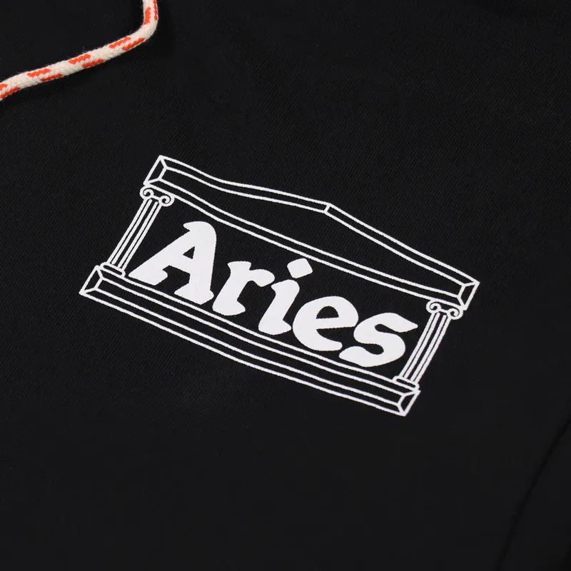Aries Arise Mens Graphic Temple Logo Pullover Hoodie Black
