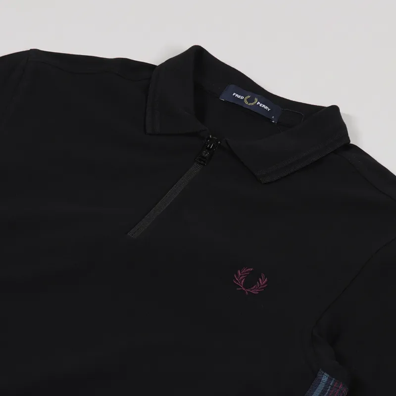 Fred Perry Taped Zip Neck Polo Shirt Black-1
