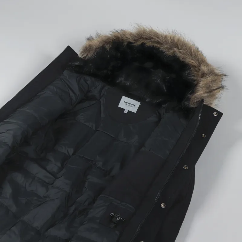 Carhartt WIP Mens Insulated Trapper Parka Black Winter Jacket