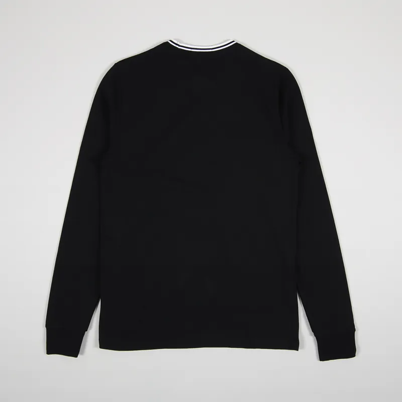 Fred Perry Mens Long Sleeve Logo Twin Tipped T Shirt Black