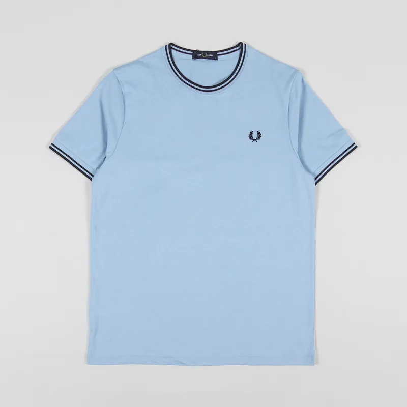 Fred Perry Mens Short Sleeve Twin Tipped T Shirt Sky Blue