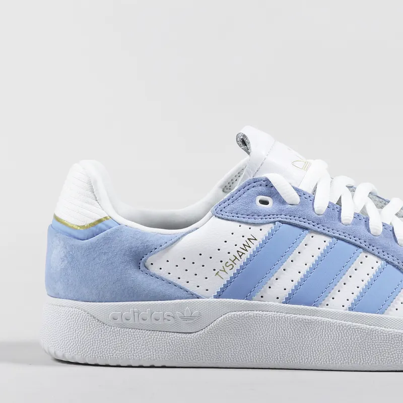 Adidas Skateboarding Mens Tyshawn Low Shoes Sky Blue White Gold