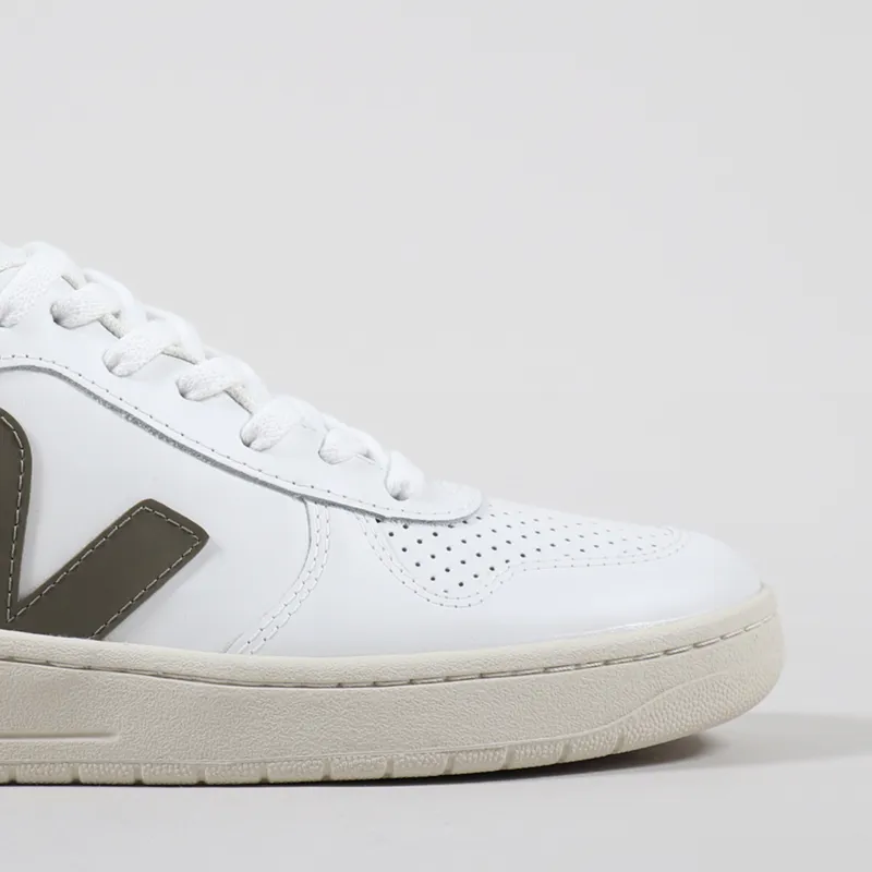 Veja Sneakers Mens V 10 Leather Shoes Extra White Kaki Indigo