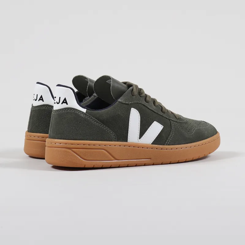 Veja V-10 Suede Shoes Mud White Gum Sole-2