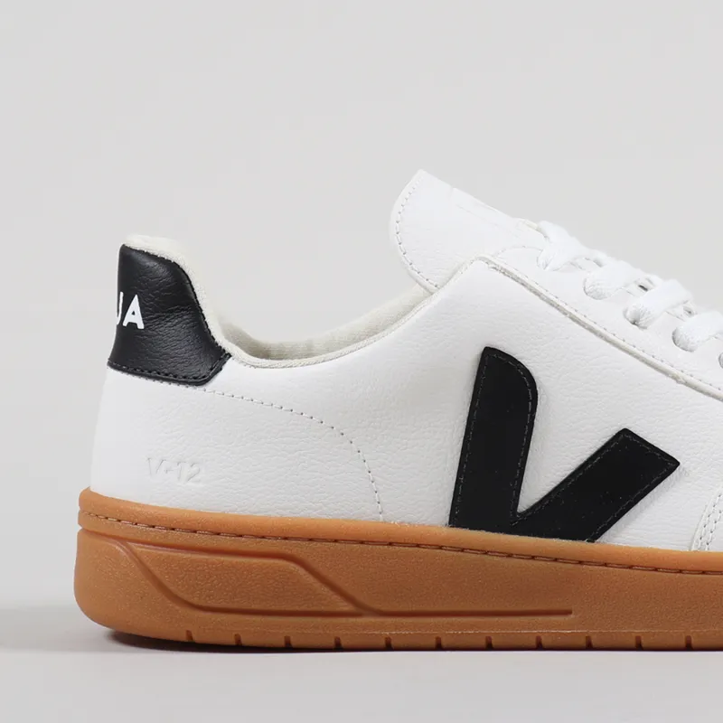 Veja V-12 Easy Shoes Extra White Black Gum Sole-5