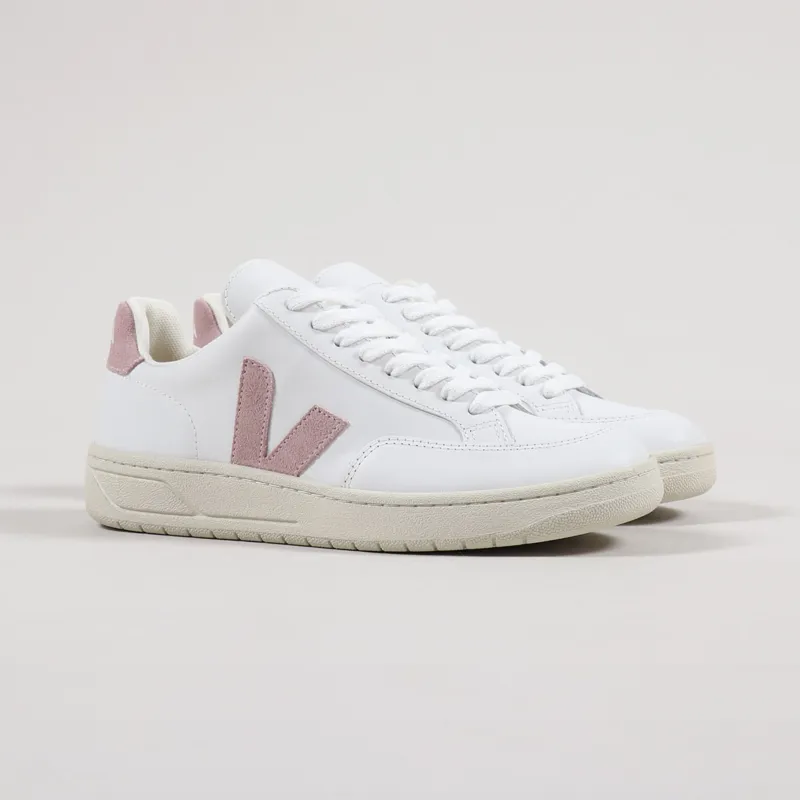 Veja Womens V-12 Leather Shoes Extra White Babe