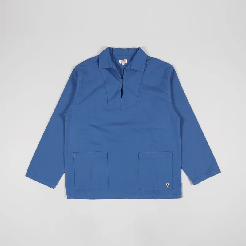Armor Lux Mens Canvas Vareuse Heritage Smock Ozero Blue Shirt