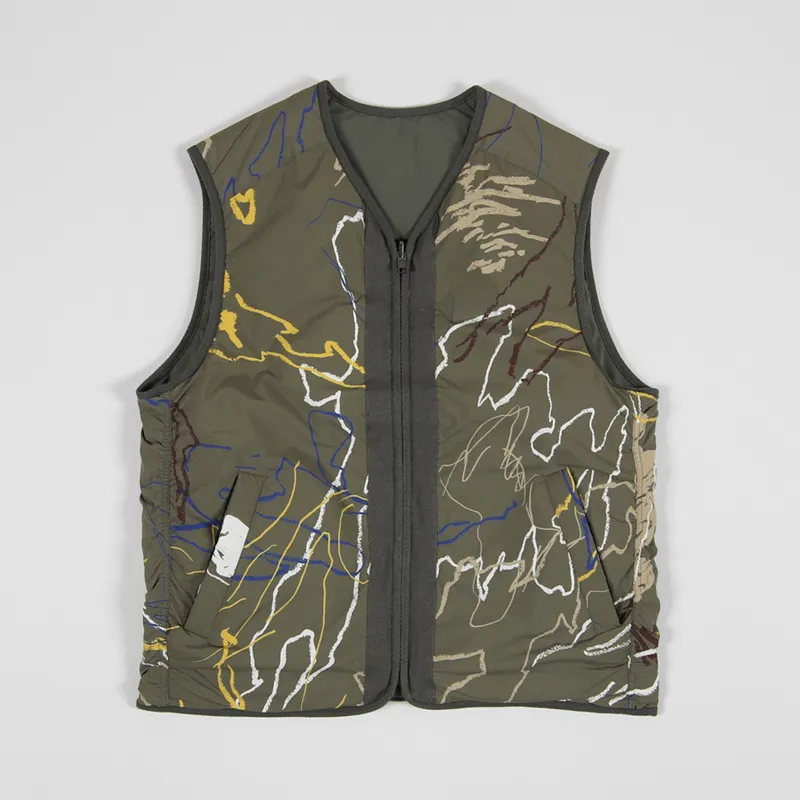Wood Wood Victor Vest Green AOP