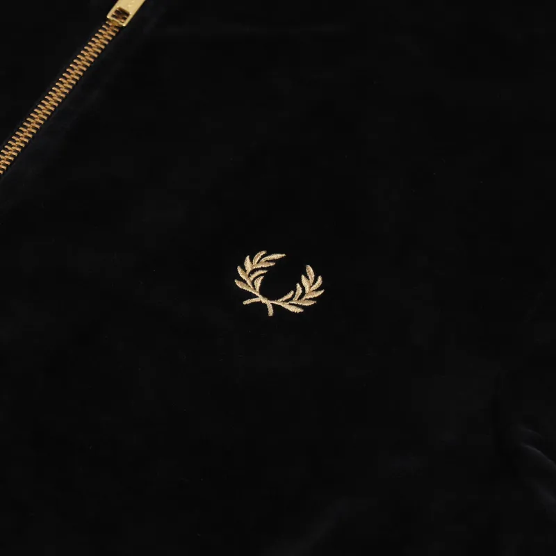 Fred Perry Velour Bomber Jacket Black-4
