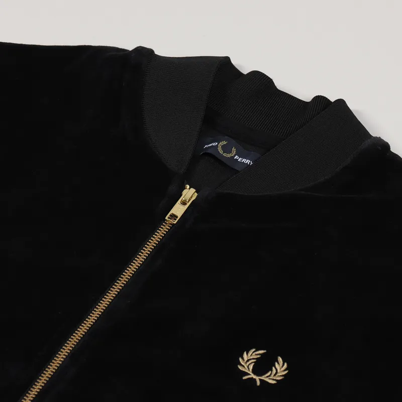 Fred Perry Velour Bomber Jacket Black-5