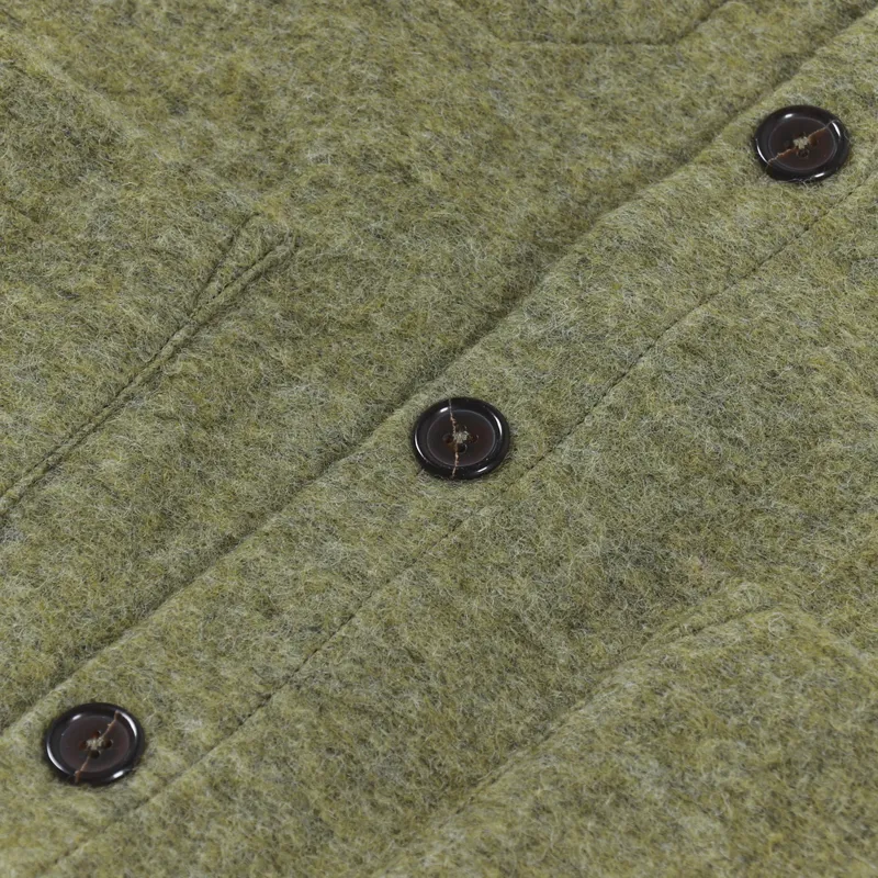 Universal Works Cardigan Light Olive Wool Fleece-4