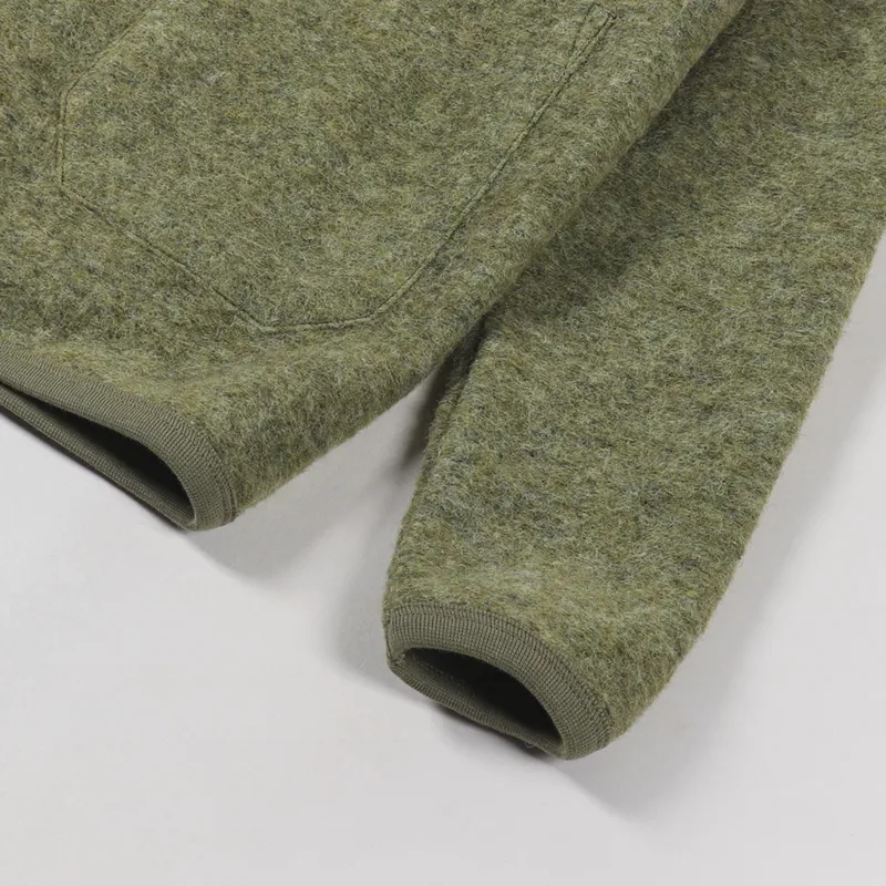 Universal Works Cardigan Light Olive Wool Fleece-3
