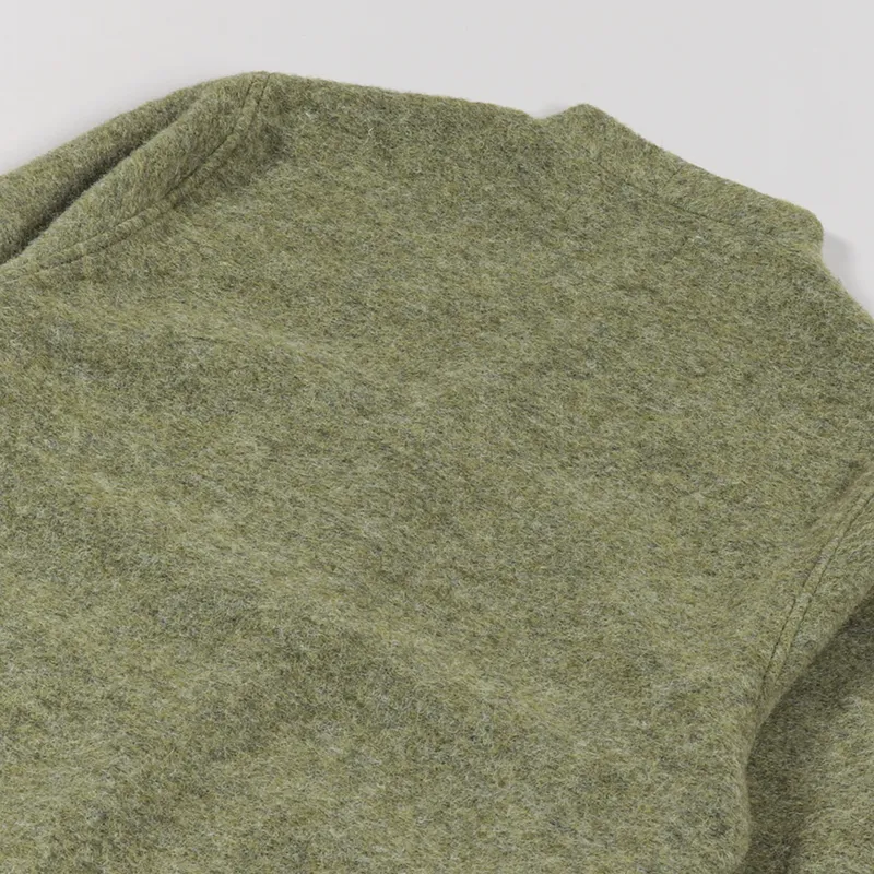 Universal Works Cardigan Light Olive Wool Fleece-5