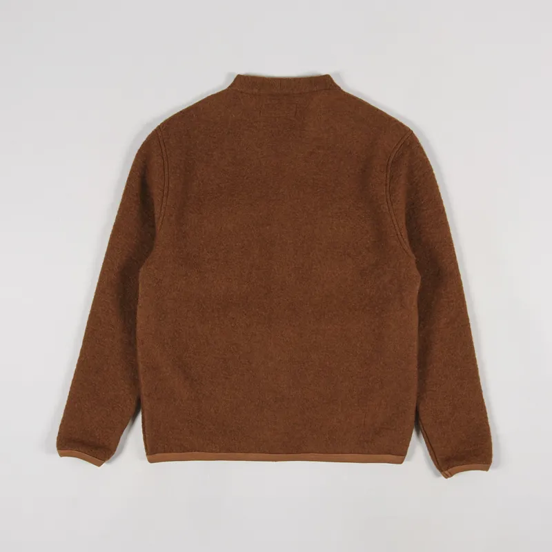 Universal Works Cardigan Rust Wool Fleece-1