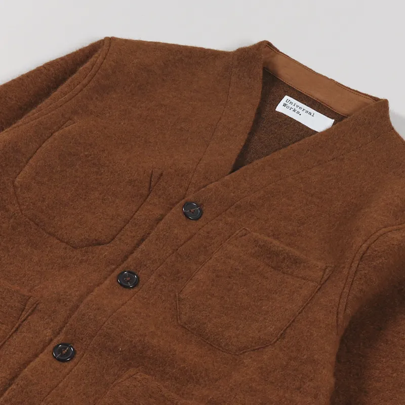 Universal Works Cardigan Rust Wool Fleece-2
