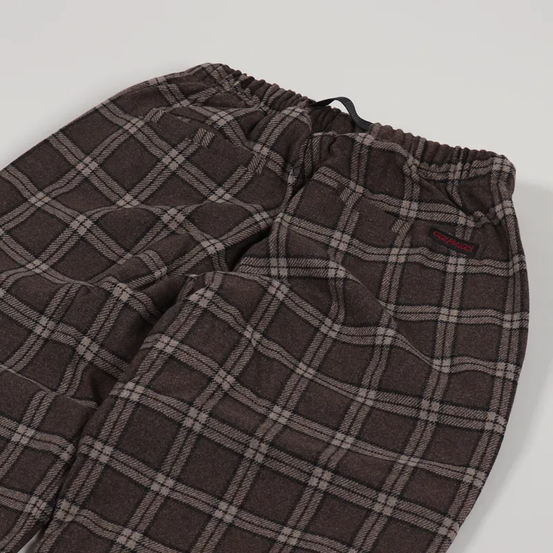 Gramicci Mens Wool Blend Tuck Tapered Pants Brown Checked