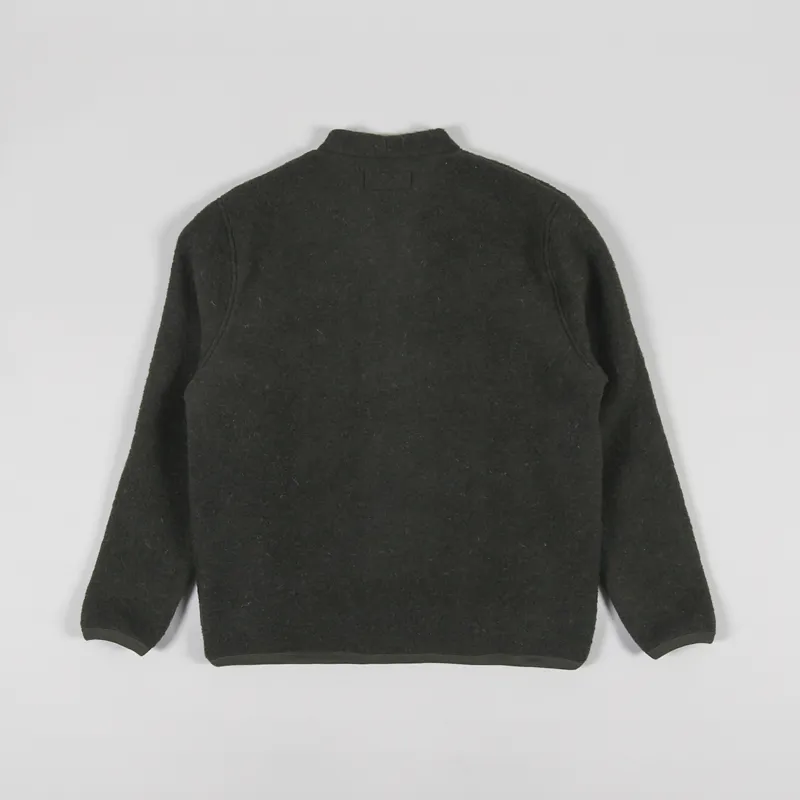 Universal Works Cardigan Olive Wool Fleece-2