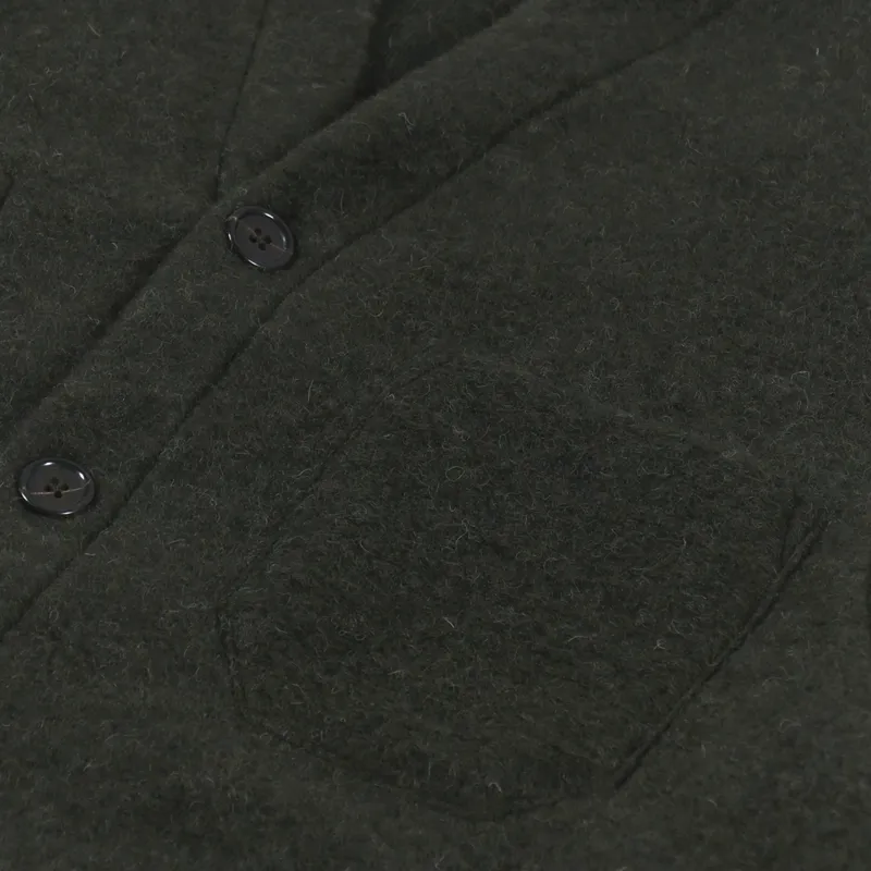 Universal Works Cardigan Olive Wool Fleece-8