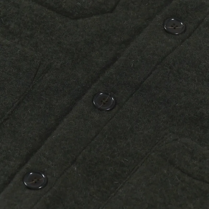 Universal Works Cardigan Olive Wool Fleece-6