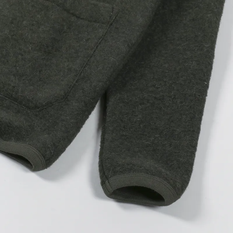 Universal Works Cardigan Olive Wool Fleece-7