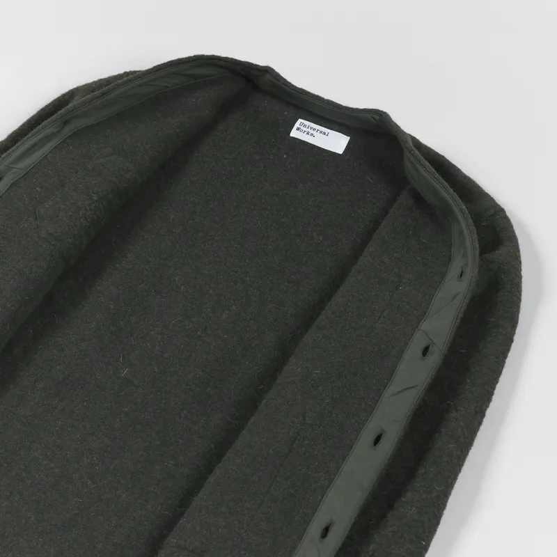 Universal Works Cardigan Olive Wool Fleece-4
