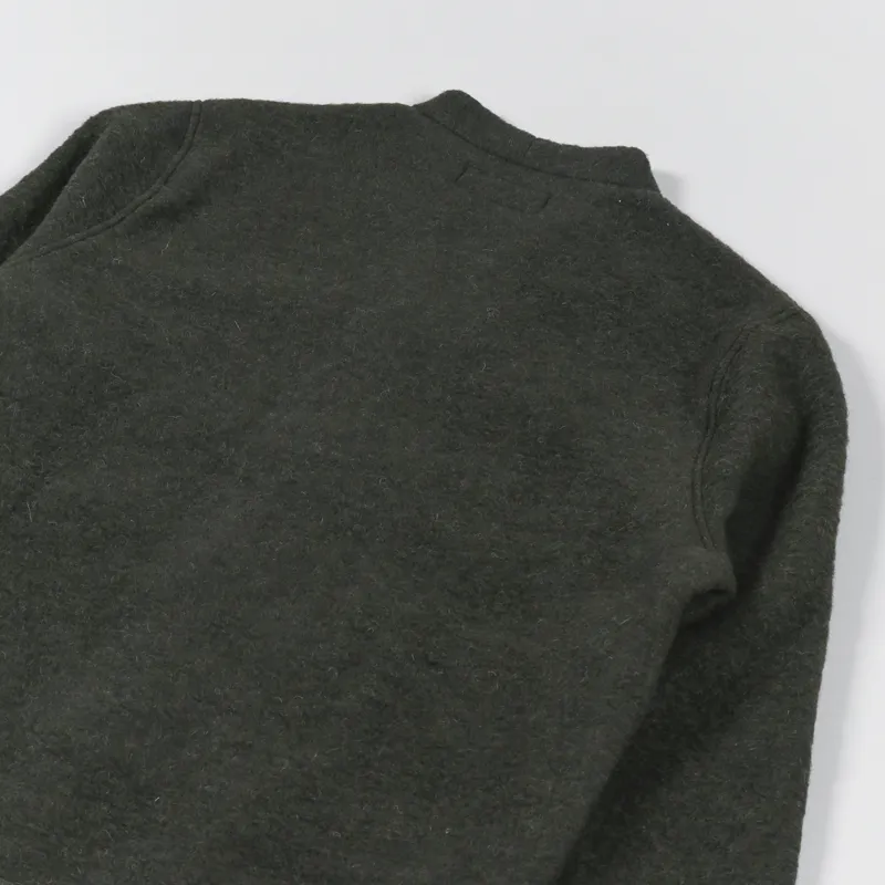 Universal Works Cardigan Olive Wool Fleece-5