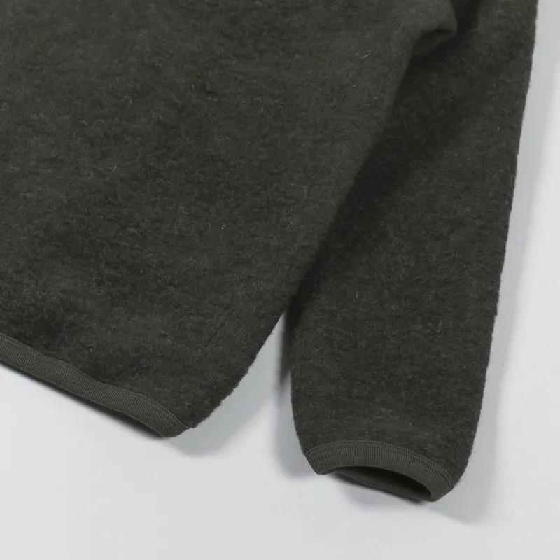 Universal Works Cardigan Olive Wool Fleece-9