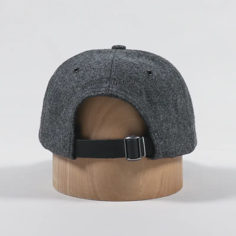 Norse Projects Wool Sports Cap Charcoal Melange-3