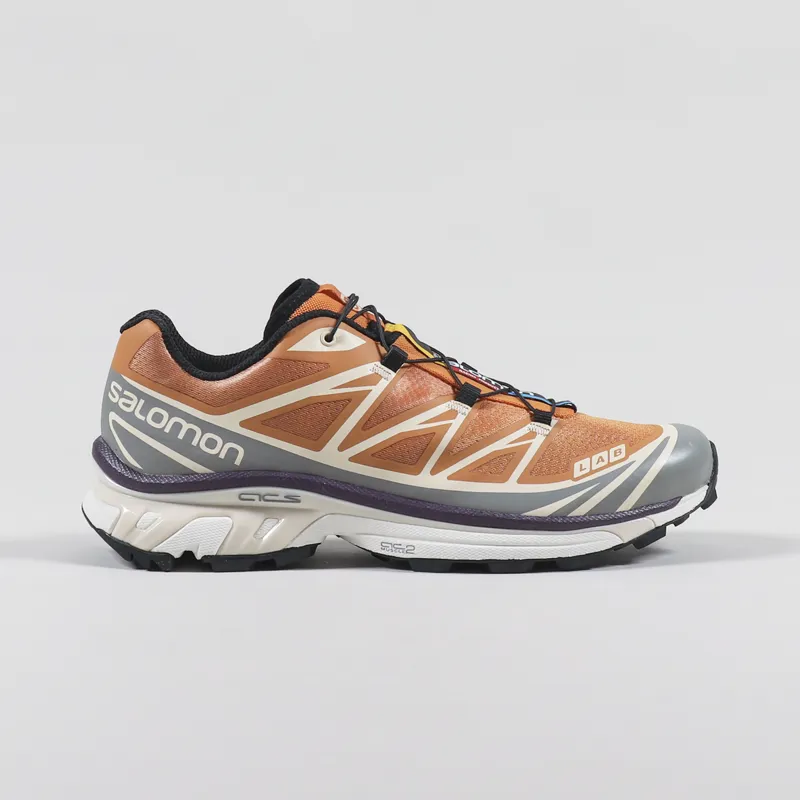 Salomon Mens XT6 Shoes Apricot Buff Frost Grey Velvet Morning