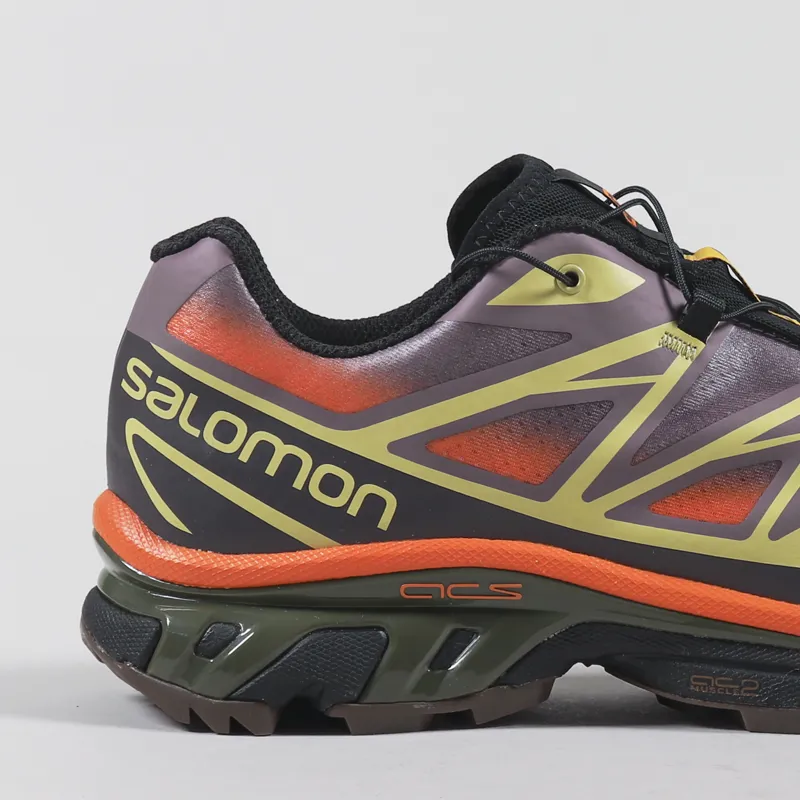 Salomon XT-6 Skyline Shoes Moonscape Leek Green Vibrant Orange-5