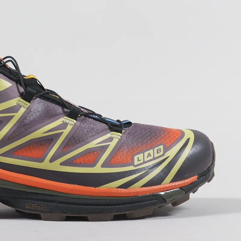 Salomon XT-6 Skyline Shoes Moonscape Leek Green Vibrant Orange-6