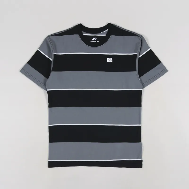 Nike SB Yarn Dye Stripe T Shirt Black Grey White