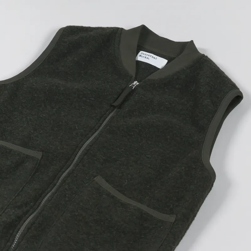 Universal Works Zip Waistcoat Olive-3