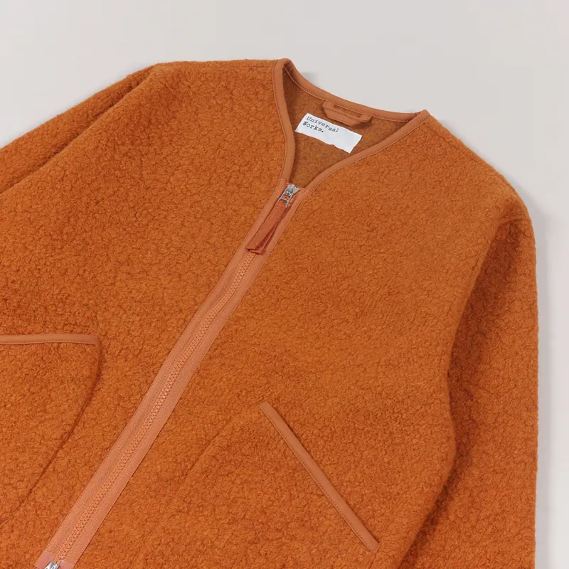 Universal Works Zip Liner Jacket Orange Tibet Fleece-3