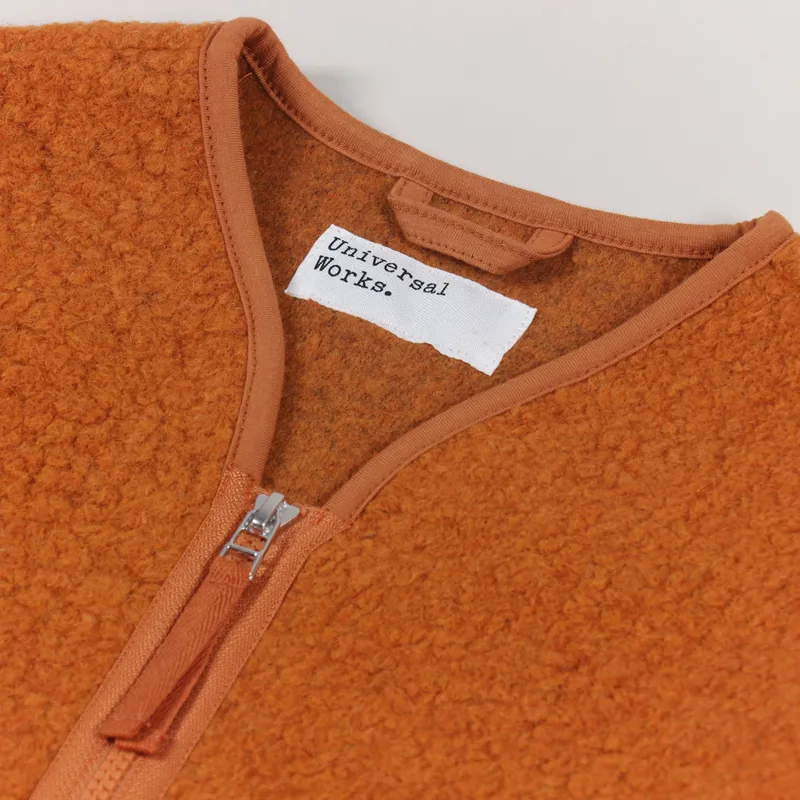 Universal Works Zip Liner Jacket Orange Tibet Fleece-7