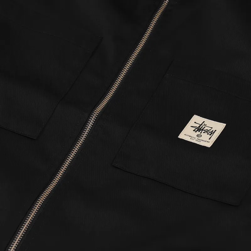 Stussy Zip Up Work LS Shirt Black-7