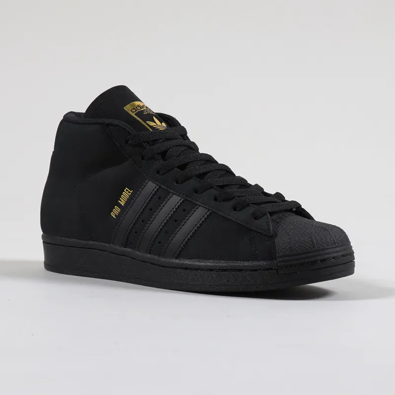 Adidas Skateboarding Mens High Pro Model Shoes Black Gold White