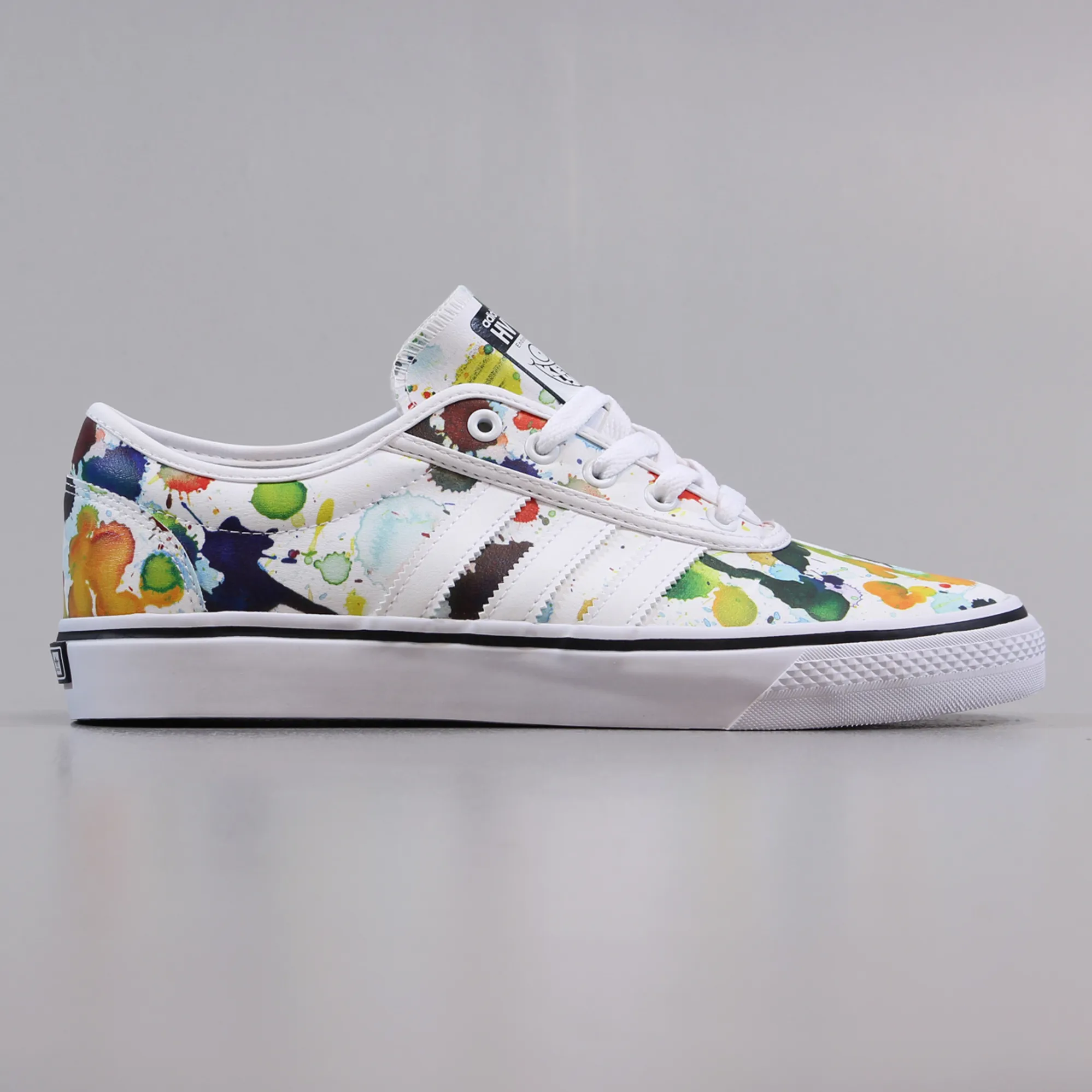 Adidas x HVW8 Mens Splatter Painted Adi-Ease Shoes White Black Adidas x HVW8 Mens Splatter Painted Adi-Ease Shoes White Black