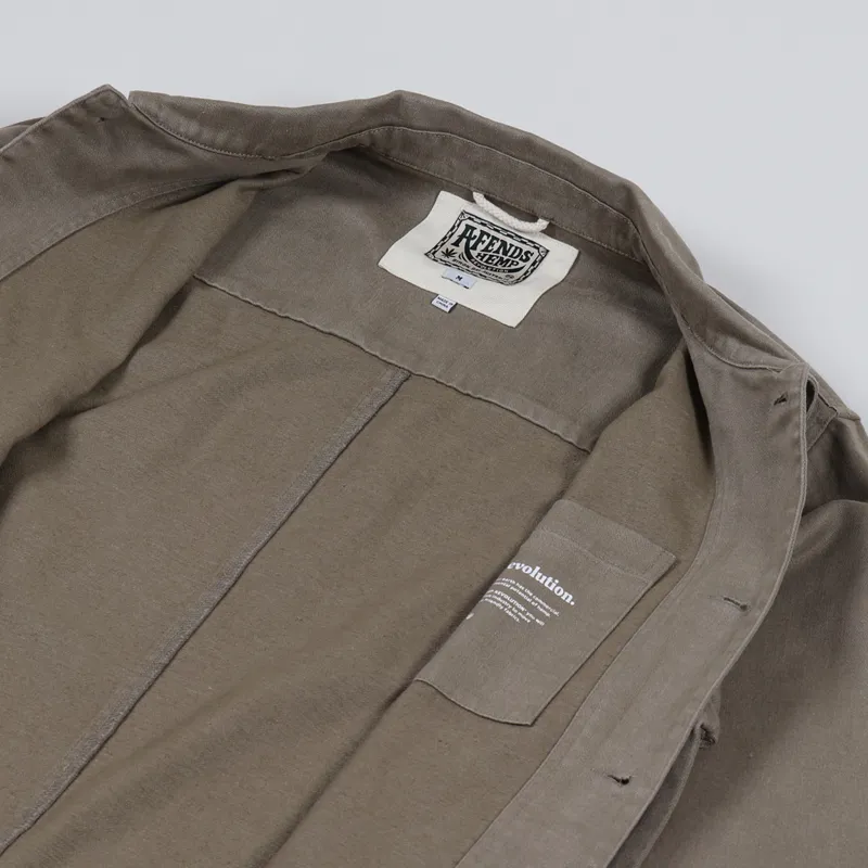 Afends Troop Hemp Jacket Covert Green-3
