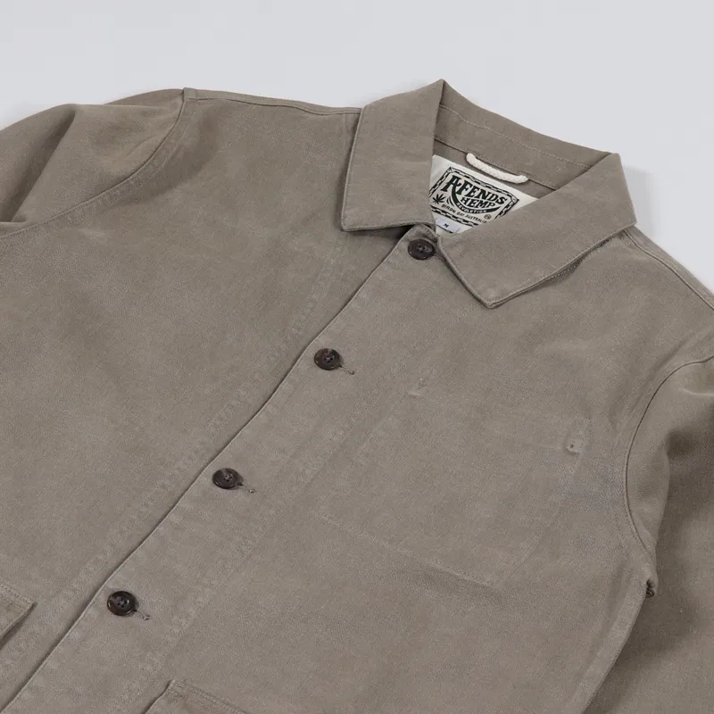 Afends Troop Hemp Jacket Covert Green-2