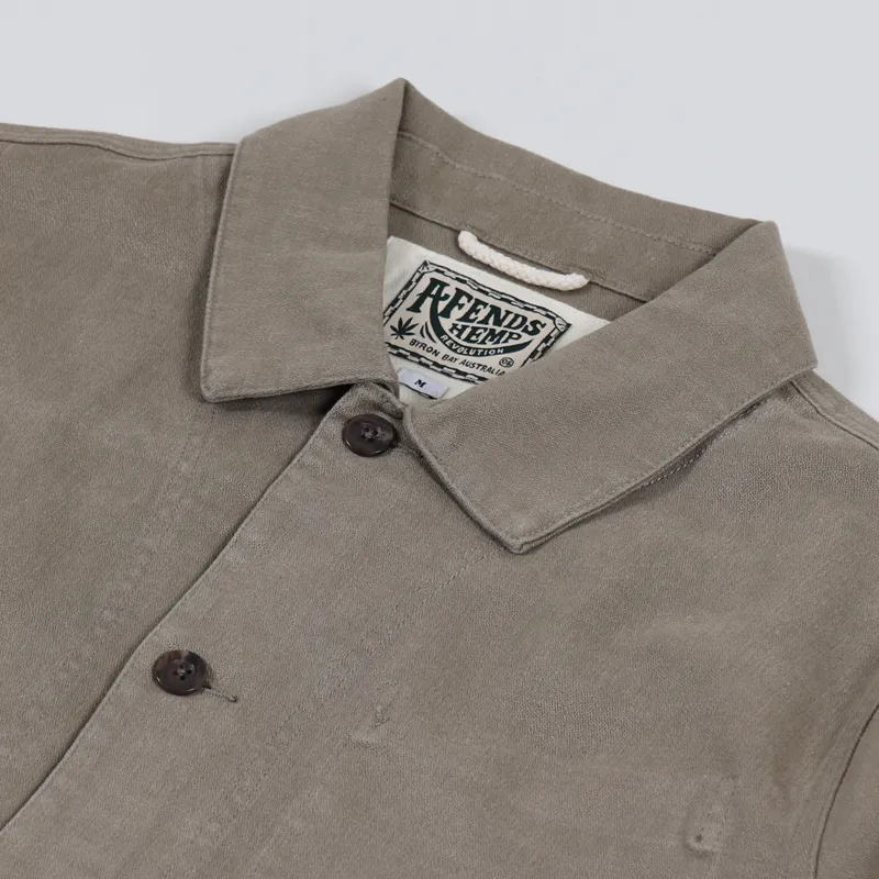 Afends Troop Hemp Jacket Covert Green-10