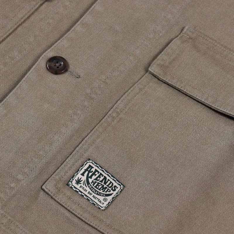 Afends Troop Hemp Jacket Covert Green-5
