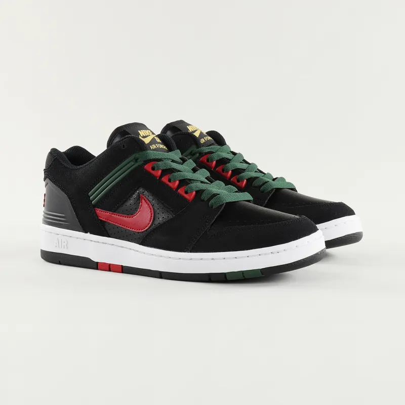 Nike SB Air Force II Low Shoes Black Gym Red Deep Forest-3