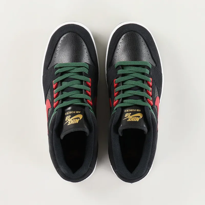 Nike SB Air Force II Low Shoes Black Gym Red Deep Forest-7