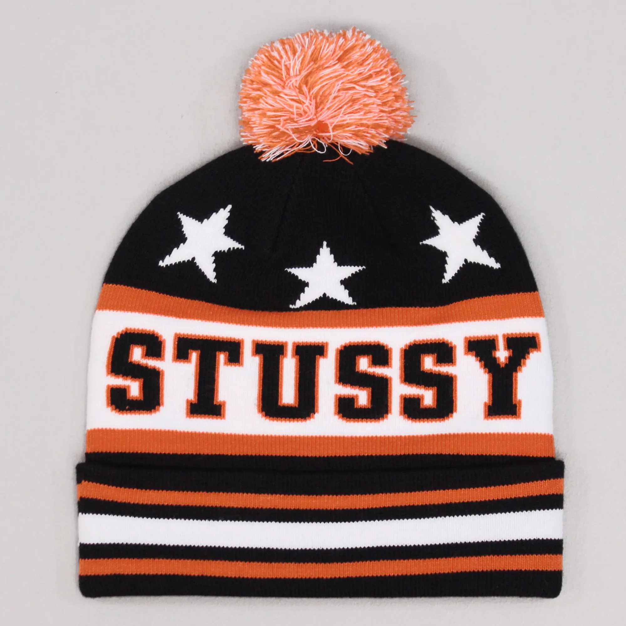Stussy All Star Pom Beanie Black Orange