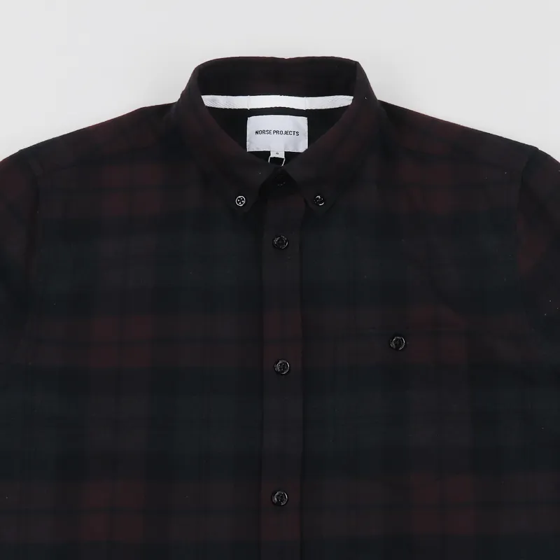 Norse Projects Anton Flannel Check Shirt Eggplant Brown-1