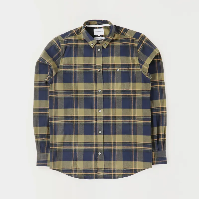 Norse Projects Anton Brushed Flannel Check Shirt Ivy Green