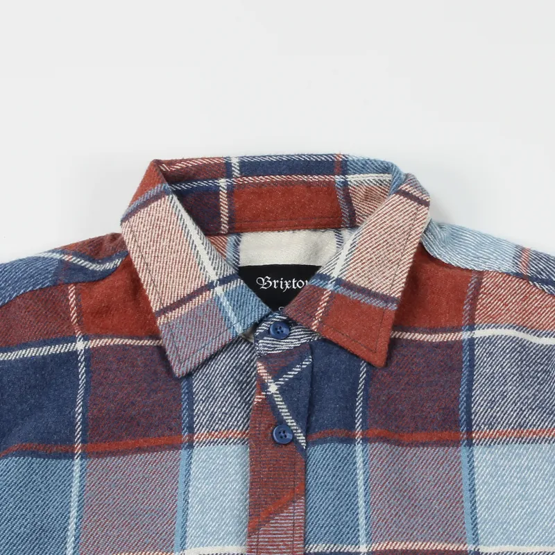 Brixton Archie Long Sleeve Check Flannel Shirt Light Blue Plaid-1