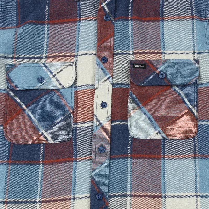 Brixton Archie Long Sleeve Check Flannel Shirt Light Blue Plaid-2