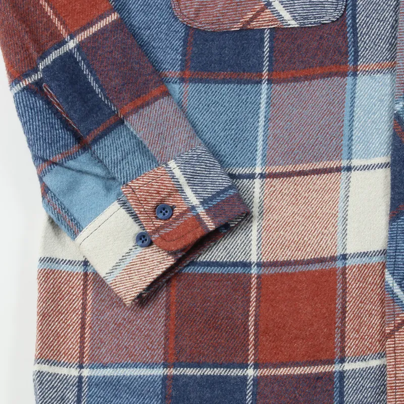 Brixton Archie Long Sleeve Check Flannel Shirt Light Blue Plaid-3